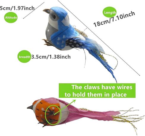 12PCS Realistic Artificial Canary - Handcrafted Foam Dummy Bird, Home Decoration Bird, Suitable for Garden, Home Flower Arrangement, Christmas Tree and Handicraft Decoration (12 pcs) in Saudi Arabia