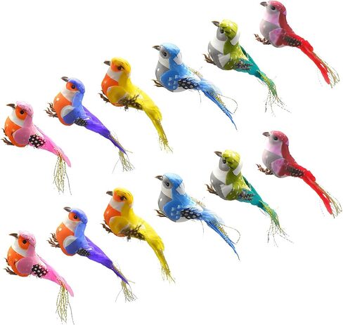 12PCS Realistic Artificial Canary - Handcrafted Foam Dummy Bird, Home Decoration Bird, Suitable for Garden, Home Flower Arrangement, Christmas Tree and Handicraft Decoration (12 pcs) in Saudi Arabia