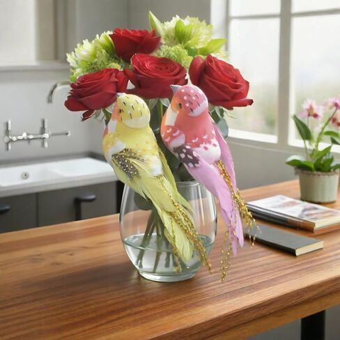 12PCS Realistic Artificial Canary - Handcrafted Foam Dummy Bird, Home Decoration Bird, Suitable for Garden, Home Flower Arrangement, Christmas Tree and Handicraft Decoration (12 pcs) in Saudi Arabia