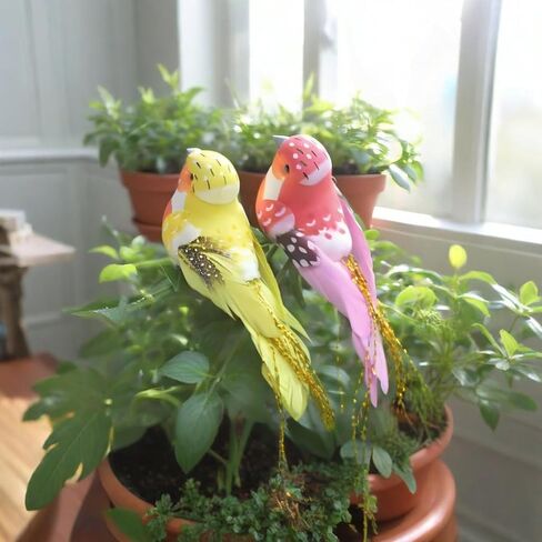 12PCS Realistic Artificial Canary - Handcrafted Foam Dummy Bird, Home Decoration Bird, Suitable for Garden, Home Flower Arrangement, Christmas Tree and Handicraft Decoration (12 pcs) in Saudi Arabia