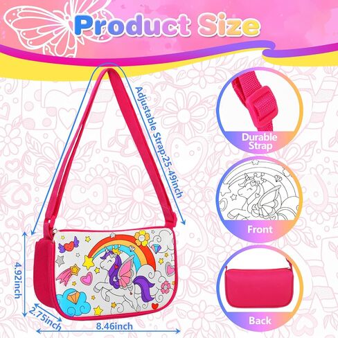 حقيبة يد Ambesi Coloring ، تلوين حقيبتك الخاصة ، حقيبة Graffiti Party Diy مع 12 أقلامًا ألوانًا ، مجموعة من الفنون والحرف ، هدية للفتيات (يونيكورن) in Kuwait
