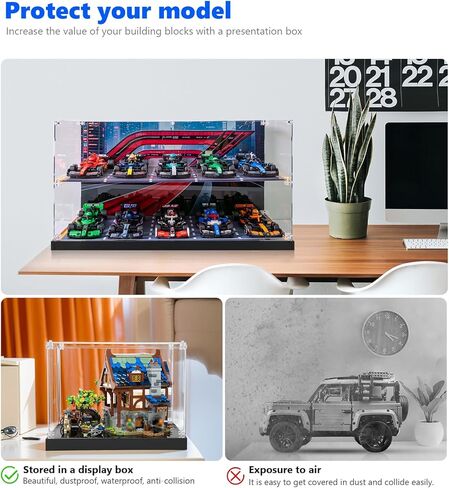 حافظة عرض أكريليك من icuanuty لأبطال Lego Speed ​​وطراز السيارة، صندوق عرض شفاف مقاوم للغبار مع قاعدة سوداء، الكل في واحد، خالي من التثبيت (7.87 × 3.94 × 3.94 بوصة) in Kuwait