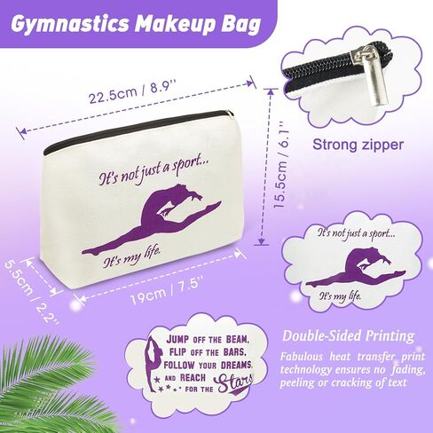 هدايا الجمباز الشخصية للنساء، 4 حقائب مكياج للجمباز، قماش، 16 ربطة شعر للجمباز، 4 أساور لرغبات الجمباز، هدية لعشاق الجمباز ومدرب الجمباز in Kuwait