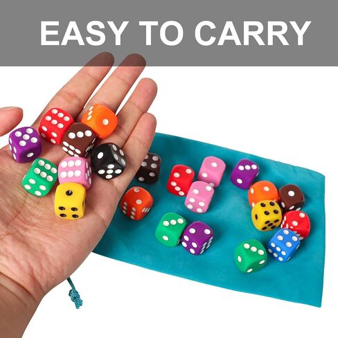 50 Pieces 16mm Colored Dice Set, Bulk Dice in 10 Colors with a Blue Drawstring Storage Bag, 6 Sided Dice for Board Games in Saudi Arabia