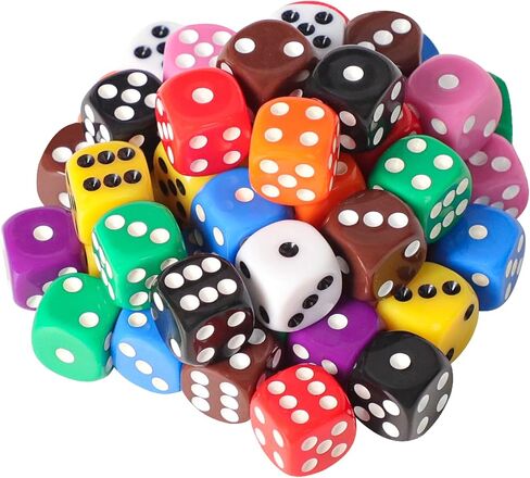 50 Pieces 16mm Colored Dice Set, Bulk Dice in 10 Colors with a Blue Drawstring Storage Bag, 6 Sided Dice for Board Games in Saudi Arabia
