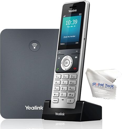 Yealink W76P DECT VoIP Business Cordless Phone System - Global Teck Bundle with W56H Handset and Microfiber Cloth - Requires VoIP Internet Phone Service in Saudi Arabia