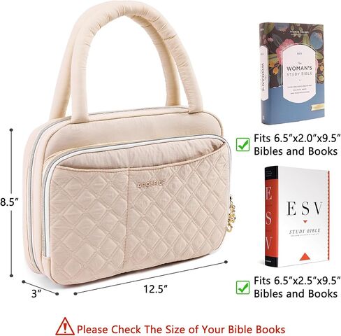 Quilted Bible Cover with Highlighters & Bible Tabs – Book Carrier Case for Women - Gift Box Ready - Book Holder with Pockets for Bible Study Supplies in Saudi Arabia