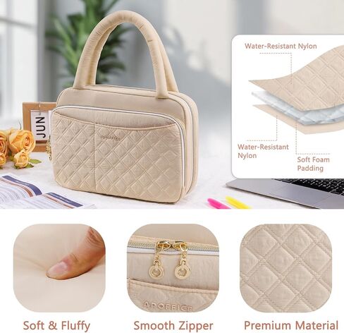 Quilted Bible Cover with Highlighters & Bible Tabs – Book Carrier Case for Women - Gift Box Ready - Book Holder with Pockets for Bible Study Supplies in Saudi Arabia
