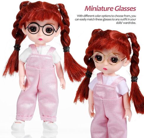 20 Pcs Mini Doll Glasses, Metal Wire Rimmed Eyeglasses Props, 1.37 x 0.98 x 0.55 Inch, Doll Dressing Accessories for Decoration in Saudi Arabia