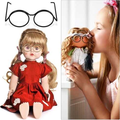 20 Pcs Mini Doll Glasses, Metal Wire Rimmed Eyeglasses Props, 1.37 x 0.98 x 0.55 Inch, Doll Dressing Accessories for Decoration in Saudi Arabia