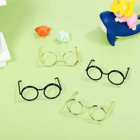 20 Pcs Mini Doll Glasses, Metal Wire Rimmed Eyeglasses Props, 1.37 x 0.98 x 0.55 Inch, Doll Dressing Accessories for Decoration in Saudi Arabia