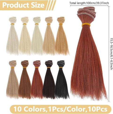 Dicosmetic 10pcs دمية الشعر لحفلات الشعر 100x15.5cm دمية البشر 10 ألوان مستقيمة دمية اصطناعية عالية درجة حرارة الدم دمية دمية تمديدات الشعر مصنع لوازم الفنون in Kuwait