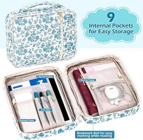 SelfTek Bible Cover Case for Women - Large Quilted Bible Cases for Girls Woman Organizer with Handle & Shoulder Strap, Bible Study Supplies Accessories Christian Gifts (Pink) in Kuwait