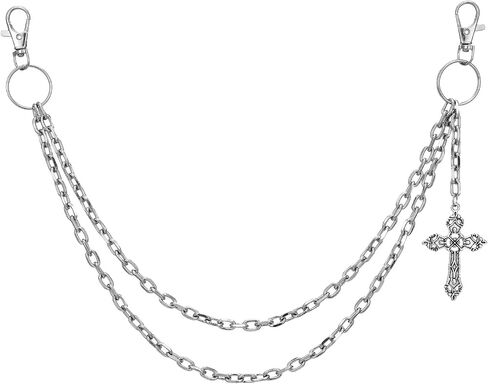 Punk Pants Chain Hip Hop Wallet Chain Sword Star Rivet Charm Layered Jeans Chains Vintage Rock Pocket Chains for Trouser Belt Goth Jewelry Key Halloween Accessory in Saudi Arabia