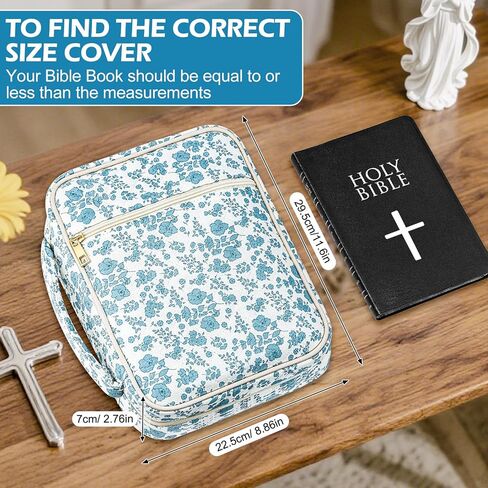 SelfTek Bible Cover Case for Women - Large Quilted Bible Cases for Girls Woman Organizer with Handle & Shoulder Strap, Bible Study Supplies Accessories Christian Gifts (Pink) in Kuwait