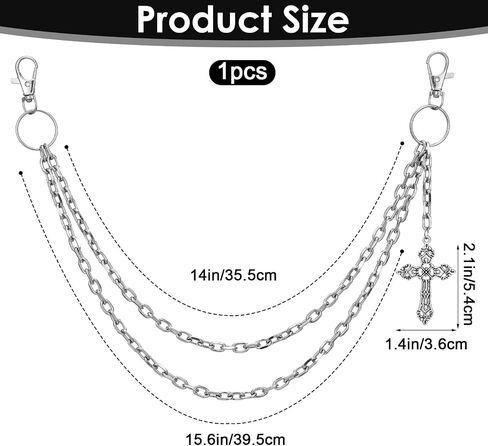 Punk Pants Chain Hip Hop Wallet Chain Sword Star Rivet Charm Layered Jeans Chains Vintage Rock Pocket Chains for Trouser Belt Goth Jewelry Key Halloween Accessory in Saudi Arabia