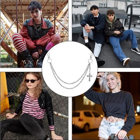 Punk Pants Chain Hip Hop Wallet Chain Sword Star Rivet Charm Layered Jeans Chains Vintage Rock Pocket Chains for Trouser Belt Goth Jewelry Key Halloween Accessory in Saudi Arabia