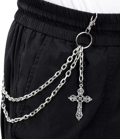 Punk Pants Chain Hip Hop Wallet Chain Sword Star Rivet Charm Layered Jeans Chains Vintage Rock Pocket Chains for Trouser Belt Goth Jewelry Key Halloween Accessory in Saudi Arabia