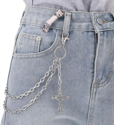 Punk Pants Chain Hip Hop Wallet Chain Sword Star Rivet Charm Layered Jeans Chains Vintage Rock Pocket Chains for Trouser Belt Goth Jewelry Key Halloween Accessory in Saudi Arabia
