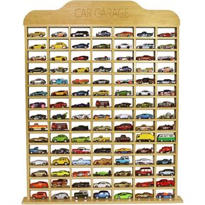 Car Garage Toy Shelf Display - Wall Mount for 1/64 Diecast Toy Cars - Wooden Wheels Shelf - Gift for Collectibles - Wall-Mounted Toy Car Storage Cabinet (105 Cars) in Saudi Arabia