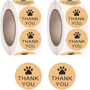 1000 pcs 1.5 بوصة كلب PAW طباعة ملصقات kraft ، أصفر ، مستدير ، مخصص ، الاستخدام الداخلي ، شكرا لك العلامات in Saudi Arabia