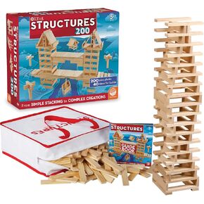 Mindware Keva Structures 600 Planks - مجموعة بناء ثلاثية الأبعاد حرة للأطفال - قم بإنشاء تصميمات الهندسة المعمارية الخاصة بك مع كتل خشبية بسيطة in Kuwait