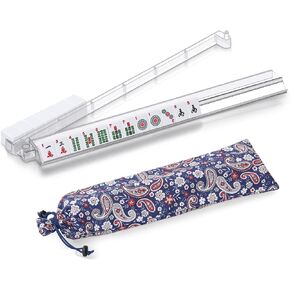 Mahjong Racks with Pushers, 4 Mah Jongg Clear Acrylic American All-in-One Tile Rack & Pusher Accessories Gifts (Milk White) in Kuwait
