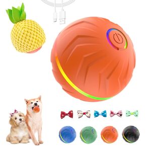 T01 Dog Dog Toys Dog Ball ، ألعاب الكلاب المضادة للملل ، ألعاب متداولة تلقائيًا متينًا من الكلاب الصغيرة/المتوسطة ، تتحرك للكلاب لإبقائها مشغولة ، أقواس الكلاب ، أغطية أفخم الفواكه ، البرتقالي in Kuwait