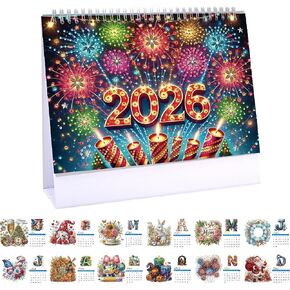 DIY Diamond Art Painting 2026 Desk Calendar ، Creative Diamond Art 2026 Flip Tabletop Calendar مع Stand for Office Home Decoration-02 in Saudi Arabia