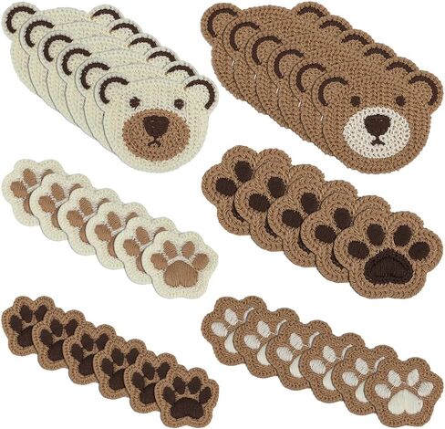 Fingerinspire 48pcs 8 أنماط صغيرة من الكروشيه كروشيه قطعة قماش محبوكة تصحيح باو طباعة خياطة على رقعة زين متعدد الدب على شكل يدوي تصحيح التصحيح الكروشيه ديكور للملابس DIY in Saudi Arabia