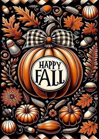 Happy Fall Pumpkin Leaf Diamond Art Kits for Adults, 5D Diamond Painting Kits for Adults Beginners, DIY Full Round Drill Diamond Dot Painting Gem Art Kits for Adult, Home Wall Decor 11.8x15.7 Inch in Saudi Arabia