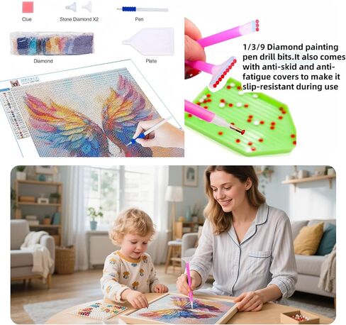 Hkliopu Pink Wings مجموعات فن الماس للبالغين ، ومجموعات الطلاء DIY الماس للمبتدئين ، 5D الحفر الكاملة الحفر الحجرية الأحجار الكريمة لديكور الجدار المنزلي 12 "x16" in Kuwait