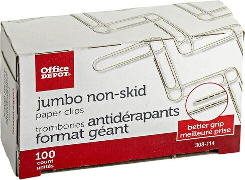 Office Depot Brand Paper Clips, Jumbo, Silver, Nonskid Finish, 100 Clips Per Box, Pack of 10 Boxes in Saudi Arabia
