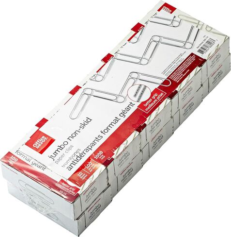 Office Depot Brand Paper Clips, Jumbo, Silver, Nonskid Finish, 100 Clips Per Box, Pack of 10 Boxes in Saudi Arabia