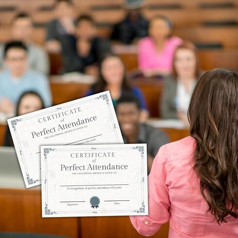 Adult Certificate of Perfect Attendance 30pk 6x9" Linen Appearance but on Cardstock Sunday School Class Award Contribution Achievement in Saudi Arabia