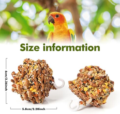 ألعاب Abizoo Natural Pinecone مضغ مع عباد الشمس الصالحة للأكل والخضار - إثراء المغلفة بالسكر المغلفة للببغاوات Cockatiels Conurs Budgies Immune & Accestive Safe Bird Toy (2pcs) in Kuwait