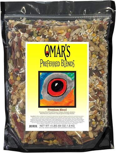 Omar's Premium Blend 4 lbs, Premium Bird Seed for Medium to Large Parrots, Well Balanced Diet for All Large Hookbill Parrots in Saudi Arabia