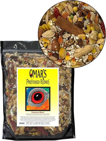 Omar's Premium Blend 4 lbs, Premium Bird Seed for Medium to Large Parrots, Well Balanced Diet for All Large Hookbill Parrots in Saudi Arabia