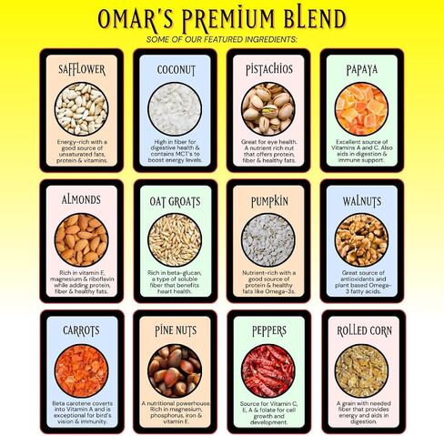 Omar's Premium Blend 4 lbs, Premium Bird Seed for Medium to Large Parrots, Well Balanced Diet for All Large Hookbill Parrots in Saudi Arabia