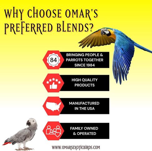 Omar's Premium Blend 4 lbs, Premium Bird Seed for Medium to Large Parrots, Well Balanced Diet for All Large Hookbill Parrots in Saudi Arabia