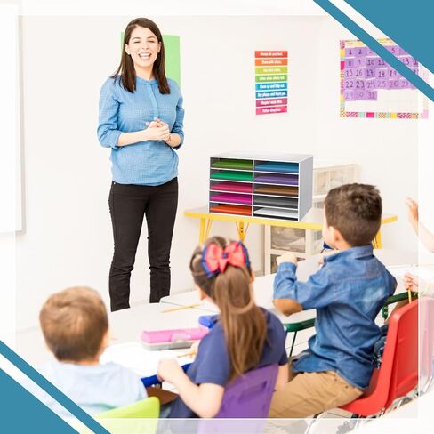 Fuutreo 3 Pcs Classroom Paper Storage Organizer Construction Paper Storage Desktop Mailbox File Sorter Sturdy Cardboard Literature Organizer for Home Office School White 19.7 x 12.4 x 11.8 Inch in Saudi Arabia