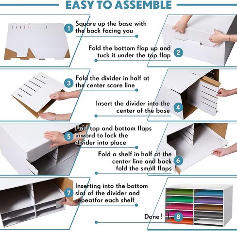 Fuutreo 3 Pcs Classroom Paper Storage Organizer Construction Paper Storage Desktop Mailbox File Sorter Sturdy Cardboard Literature Organizer for Home Office School White 19.7 x 12.4 x 11.8 Inch in Saudi Arabia
