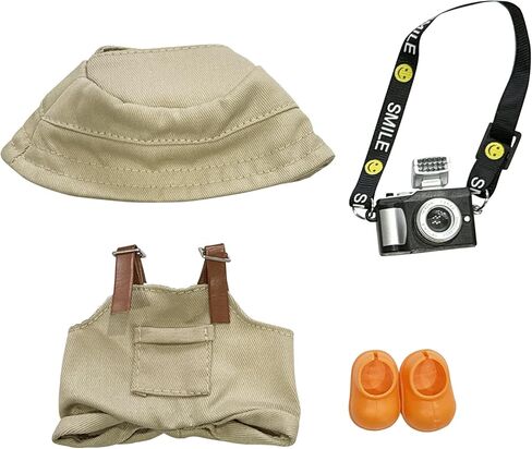 17cm Light Purple Outfit Set (Doll Not Included) - Bucket Hat, Overalls Shorts, Mini Camera & Shoes, Cute Style for 17cm Doll Dress-up(Purple SC) in Saudi Arabia