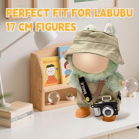 17cm Light Purple Outfit Set (Doll Not Included) - Bucket Hat, Overalls Shorts, Mini Camera & Shoes, Cute Style for 17cm Doll Dress-up(Purple SC) in Saudi Arabia
