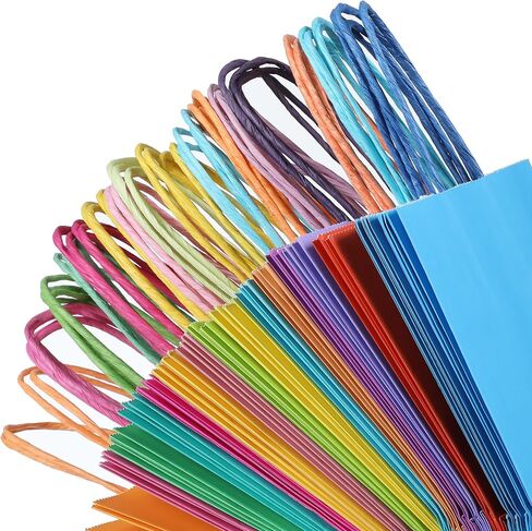 أكياس هدايا السيد Pen- الورقية مع مقابض ، 32 حزمة ، 8.3 "× 5.9" × 3.1 "، 16 ألوانًا نابضة بالحياة ، حقائب هدايا صغيرة مع مقابض ، حقيبة لصالح الحفلات in Saudi Arabia