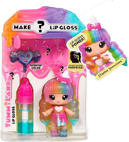 Yummiland Lip Gloss Doll: Mystery Color Change - Stephie Snowcone Includes DIY Lip Gloss + Removable Keychain, Cosmetic Play, Collectible, Ages 4+ in Saudi Arabia