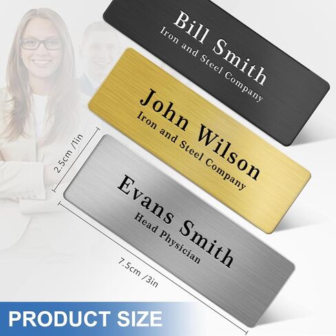 Blank Magnetic Name Tags 25 Pack, 1 x 3 In Name Tags for Clothes, Stainless Steel DIY Name Badges with Strong Magnetic Backing, School Office Supplies, Sliver in Saudi Arabia