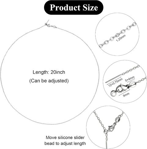 10pcs Adjustable Necklace Chains Bulk Stainless Steel Cable Chain for Jewelry Making with Silicone Slider Bead in Saudi Arabia
