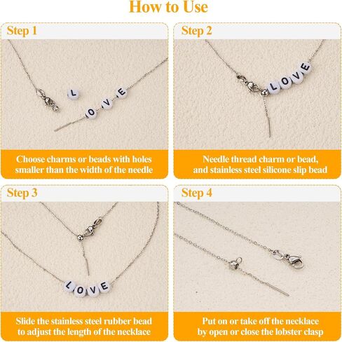 10pcs Adjustable Necklace Chains Bulk Stainless Steel Cable Chain for Jewelry Making with Silicone Slider Bead in Saudi Arabia