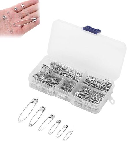 Safety Pins Assorted, 6 Sizes Stainless Steel Safety Pins Sharp Edges Heavy Duty for Clothes, Sewing, Arts & Craft in Saudi Arabia
